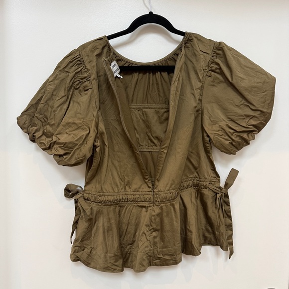 Damson Madder Hadley Blouse Olive Cotton Satin - Picture 6 of 8